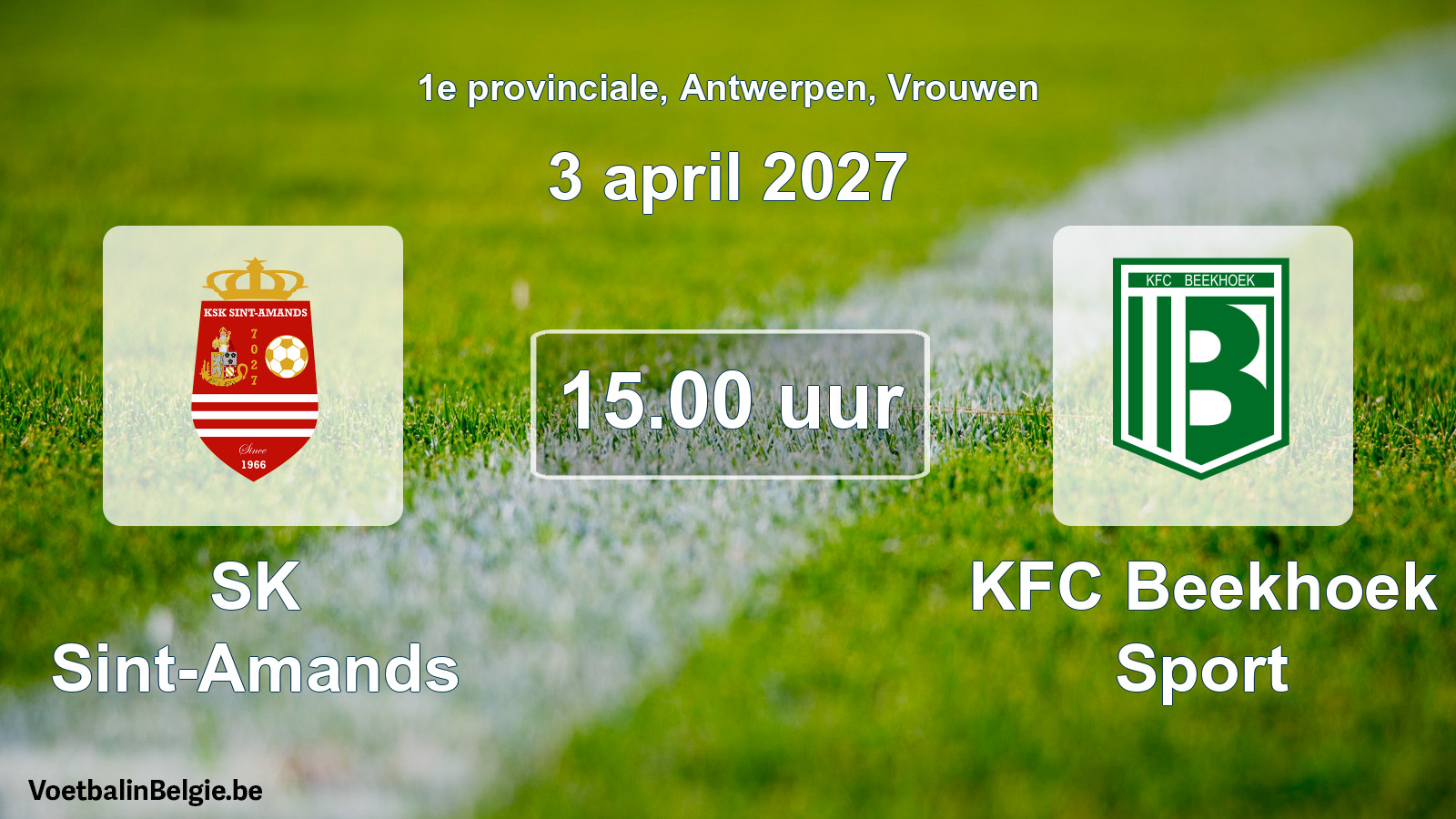 Geplande wedstrijd vrouwenvoetbal: SK Sint-Amands - KFC Beekhoek Sport (3 april 2027)