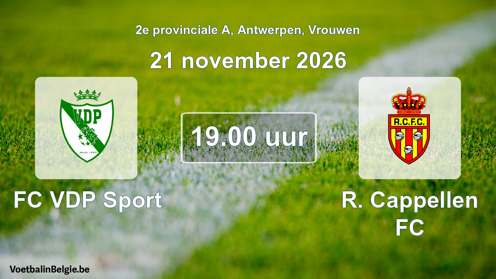 Geplande wedstrijd vrouwenvoetbal: FC VDP Sport - R. Cappellen FC (21 november 2026)