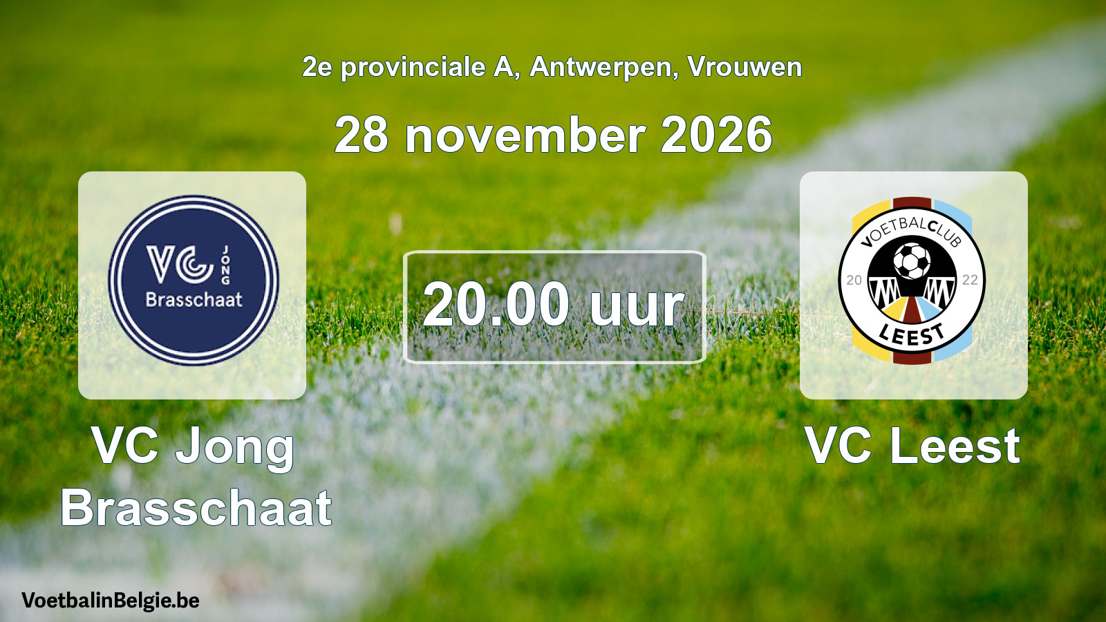 Geplande wedstrijd vrouwenvoetbal: VC Jong Brasschaat - VC Leest (28 november 2026)