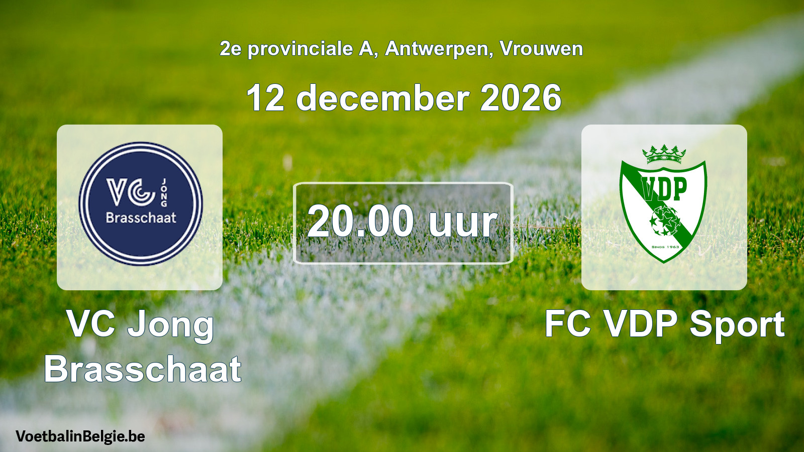 Geplande wedstrijd vrouwenvoetbal: VC Jong Brasschaat - FC VDP Sport (12 december 2026)