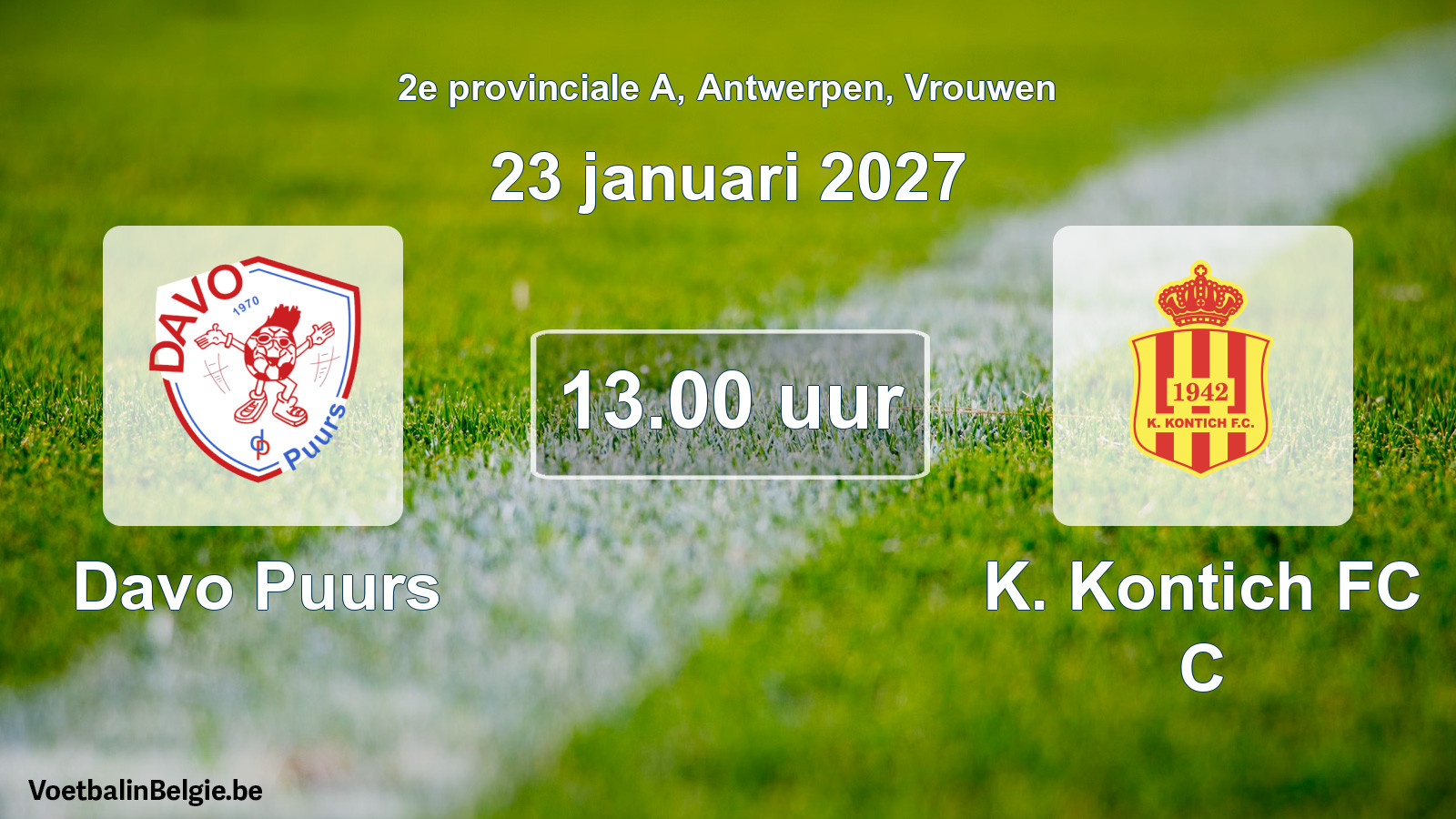 Geplande wedstrijd vrouwenvoetbal: Davo Puurs - K. Kontich FC C (23 januari 2027)