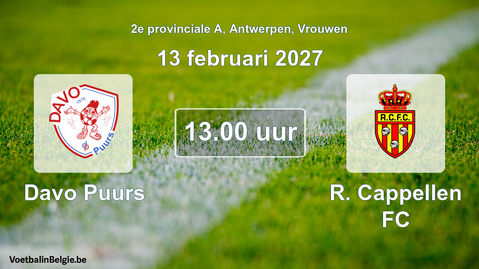 Geplande wedstrijd vrouwenvoetbal: Davo Puurs - R. Cappellen FC (13 februari 2027)