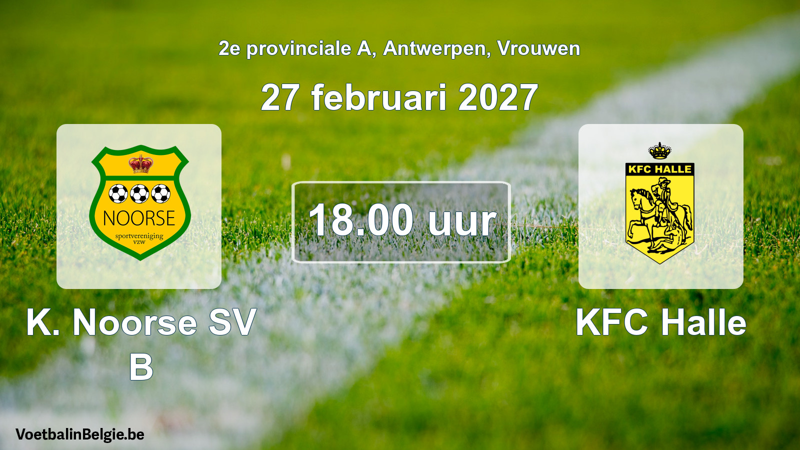 Geplande wedstrijd vrouwenvoetbal: K. Noorse SV B - KFC Halle (27 februari 2027)