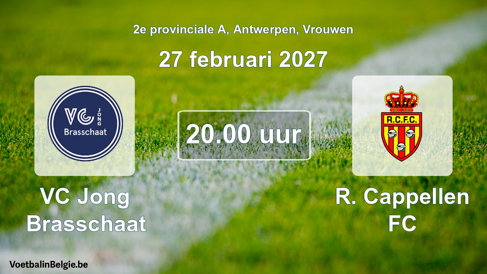 Geplande wedstrijd vrouwenvoetbal: VC Jong Brasschaat - R. Cappellen FC (27 februari 2027)