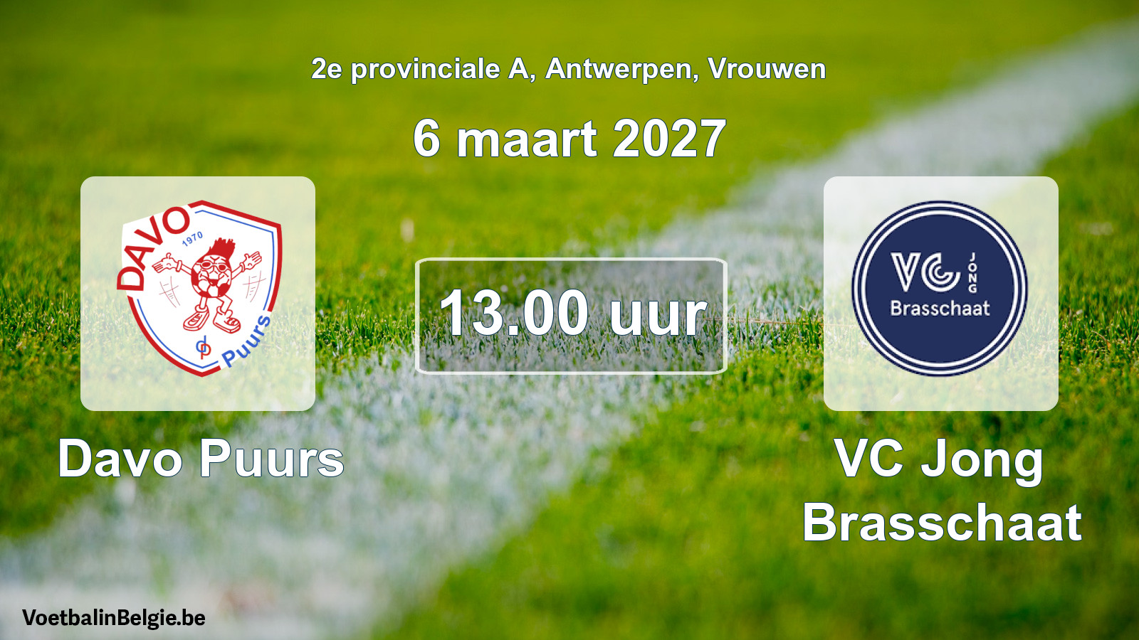 Geplande wedstrijd vrouwenvoetbal: Davo Puurs - VC Jong Brasschaat (6 maart 2027)