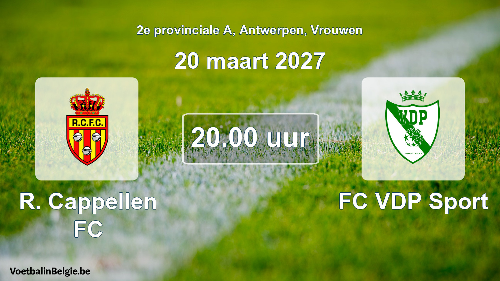 Geplande wedstrijd vrouwenvoetbal: R. Cappellen FC - FC VDP Sport (20 maart 2027)