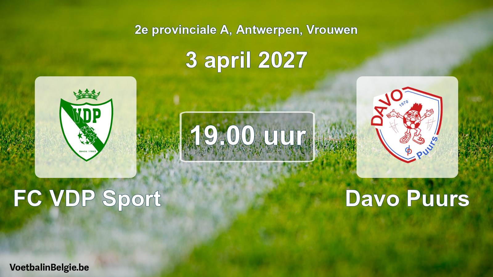 Geplande wedstrijd vrouwenvoetbal: FC VDP Sport - Davo Puurs (3 april 2027)