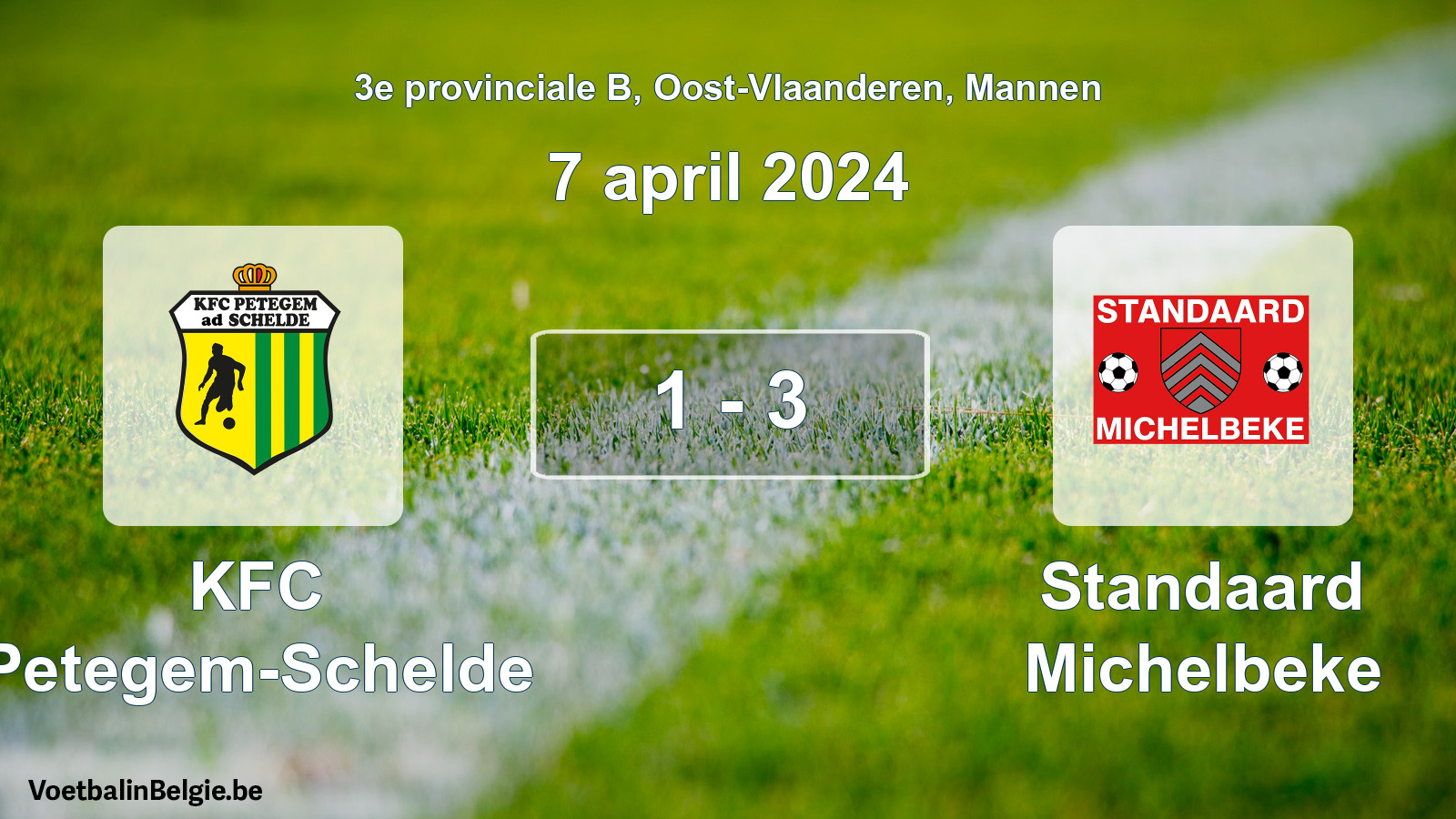 Gespeelde wedstrijd mannenvoetbal: KFC Petegem-Schelde - Standaard Michelbeke 1 - 3 (7 april 2024)