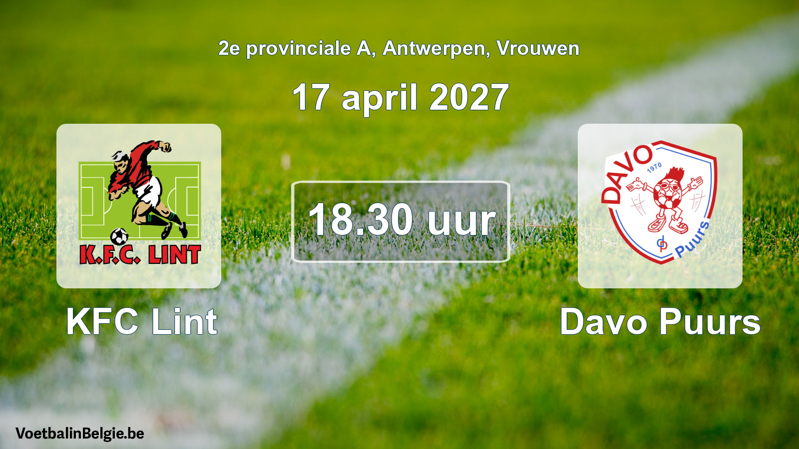 Geplande wedstrijd vrouwenvoetbal: KFC Lint - Davo Puurs (17 april 2027)
