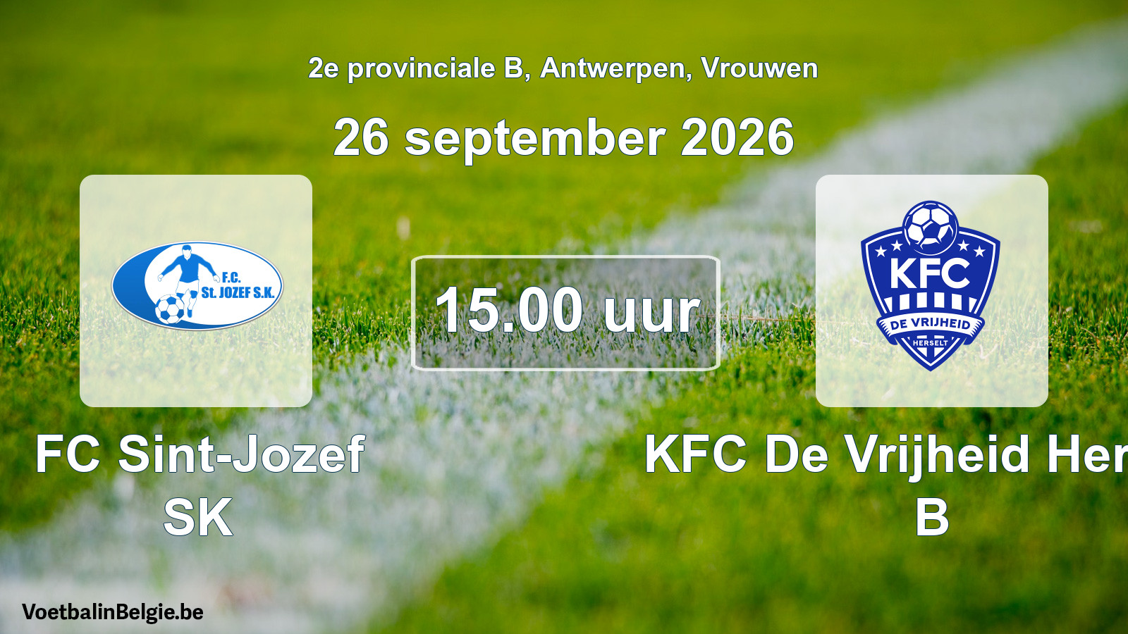 Geplande wedstrijd vrouwenvoetbal: FC Sint-Jozef SK - KFC De Vrijheid Herselt B (26 september 2026)