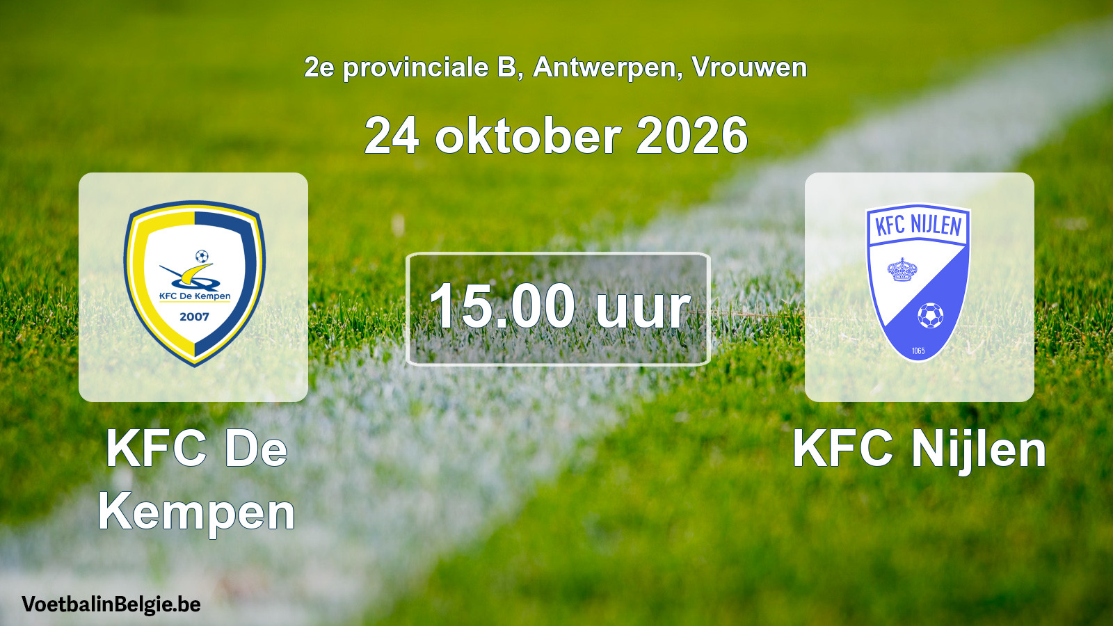 Geplande wedstrijd vrouwenvoetbal: KFC De Kempen - KFC Nijlen (24 oktober 2026)