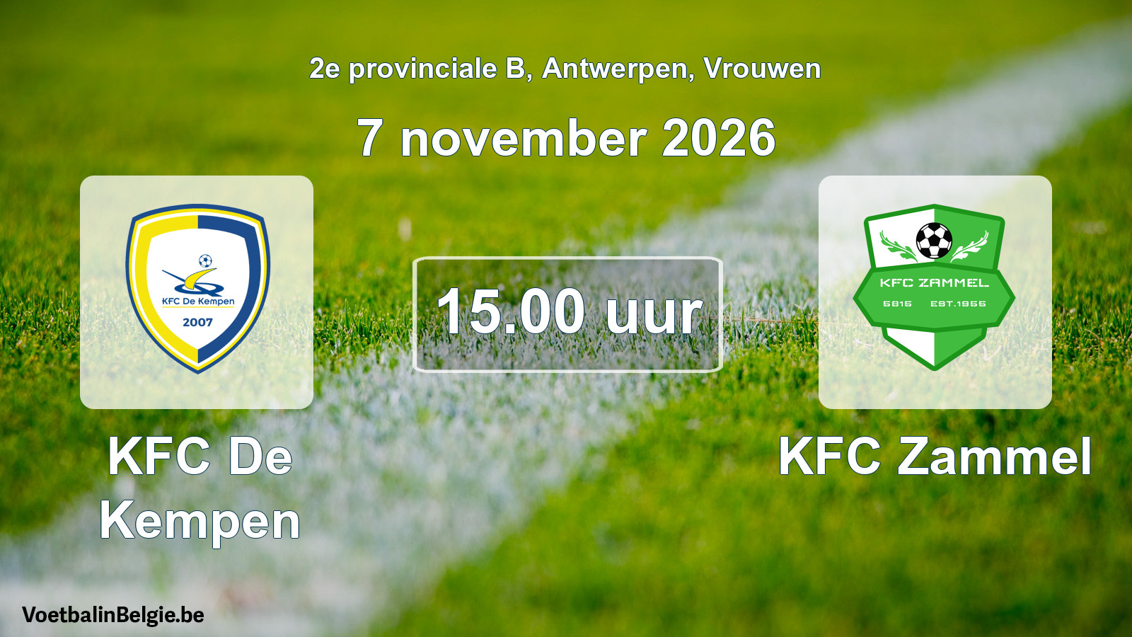 Geplantes Spiel frauen-Fußball: KFC De Kempen - KFC Zammel (7 November 2026)