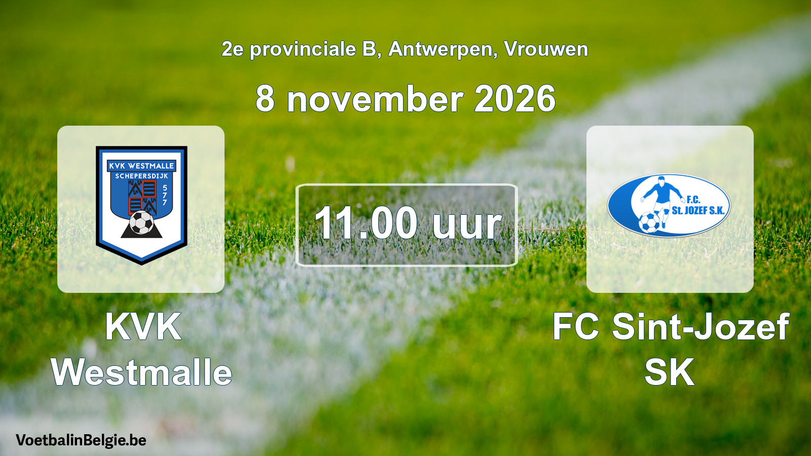 Scheduled match women football: KVK Westmalle - FC Sint-Jozef SK (8 November 2026)