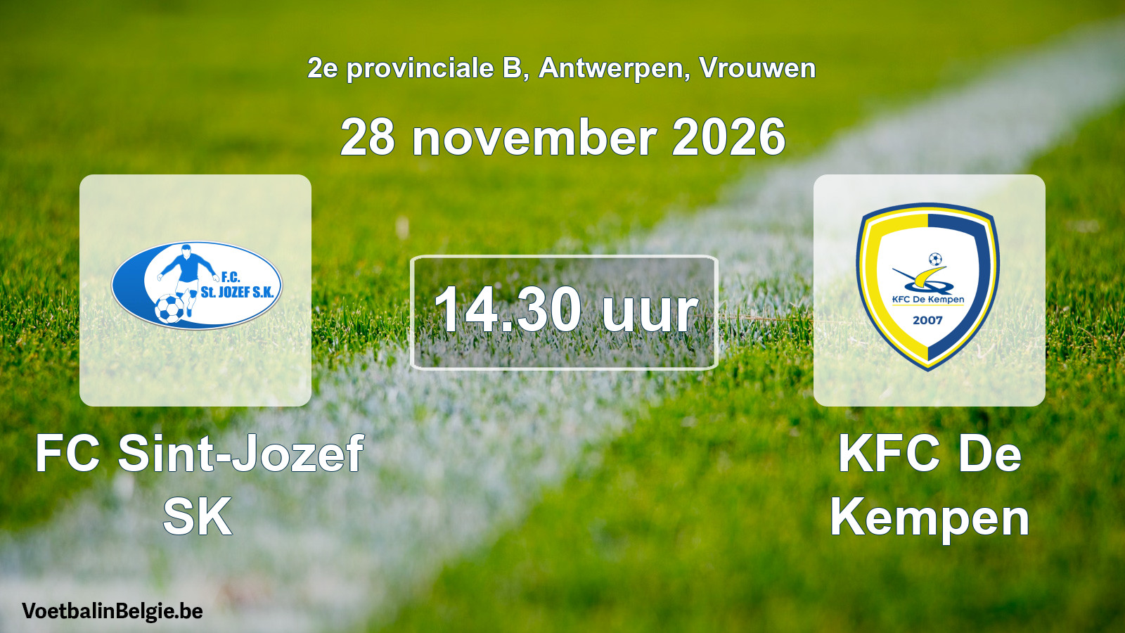 Match prévu football femmes: FC Sint-Jozef SK - KFC De Kempen (28 novembre 2026)