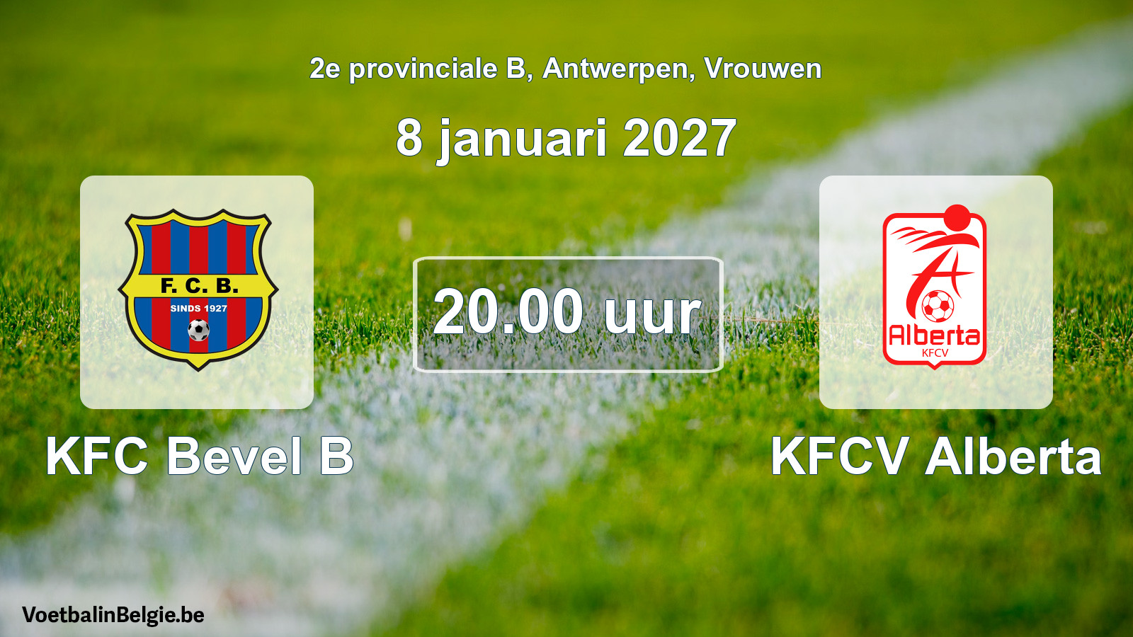 Match prévu football femmes: KFC Bevel B - KFCV Alberta (8 janvier 2027)
