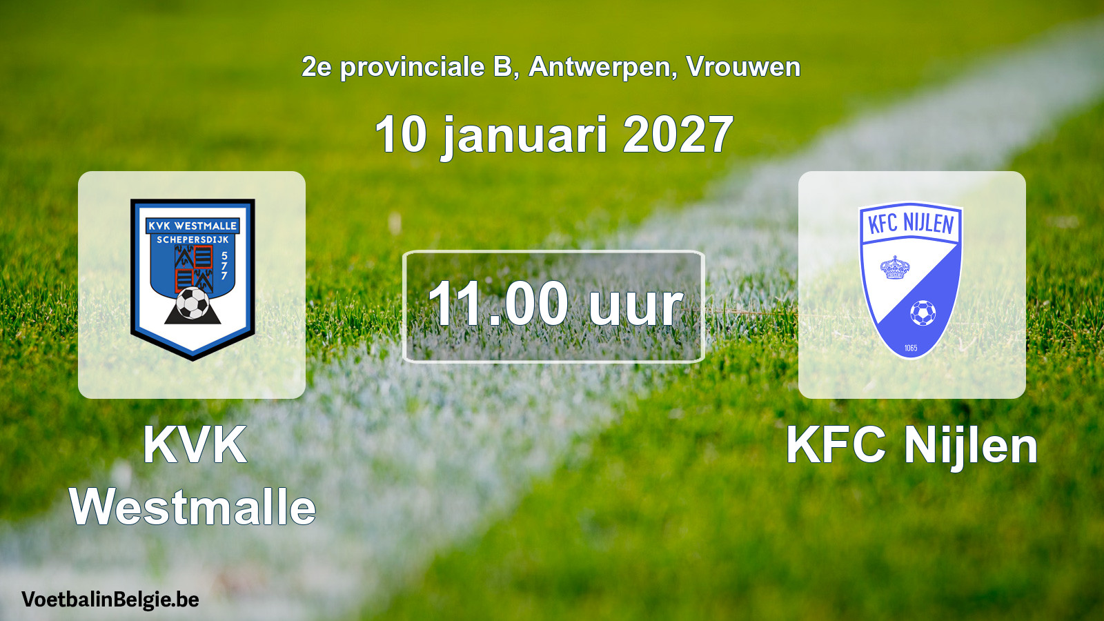 Geplande wedstrijd vrouwenvoetbal: KVK Westmalle - KFC Nijlen (10 januari 2027)