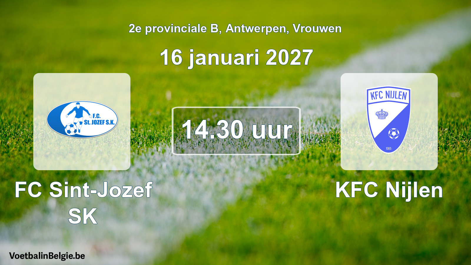 Geplande wedstrijd vrouwenvoetbal: FC Sint-Jozef SK - KFC Nijlen (16 januari 2027)