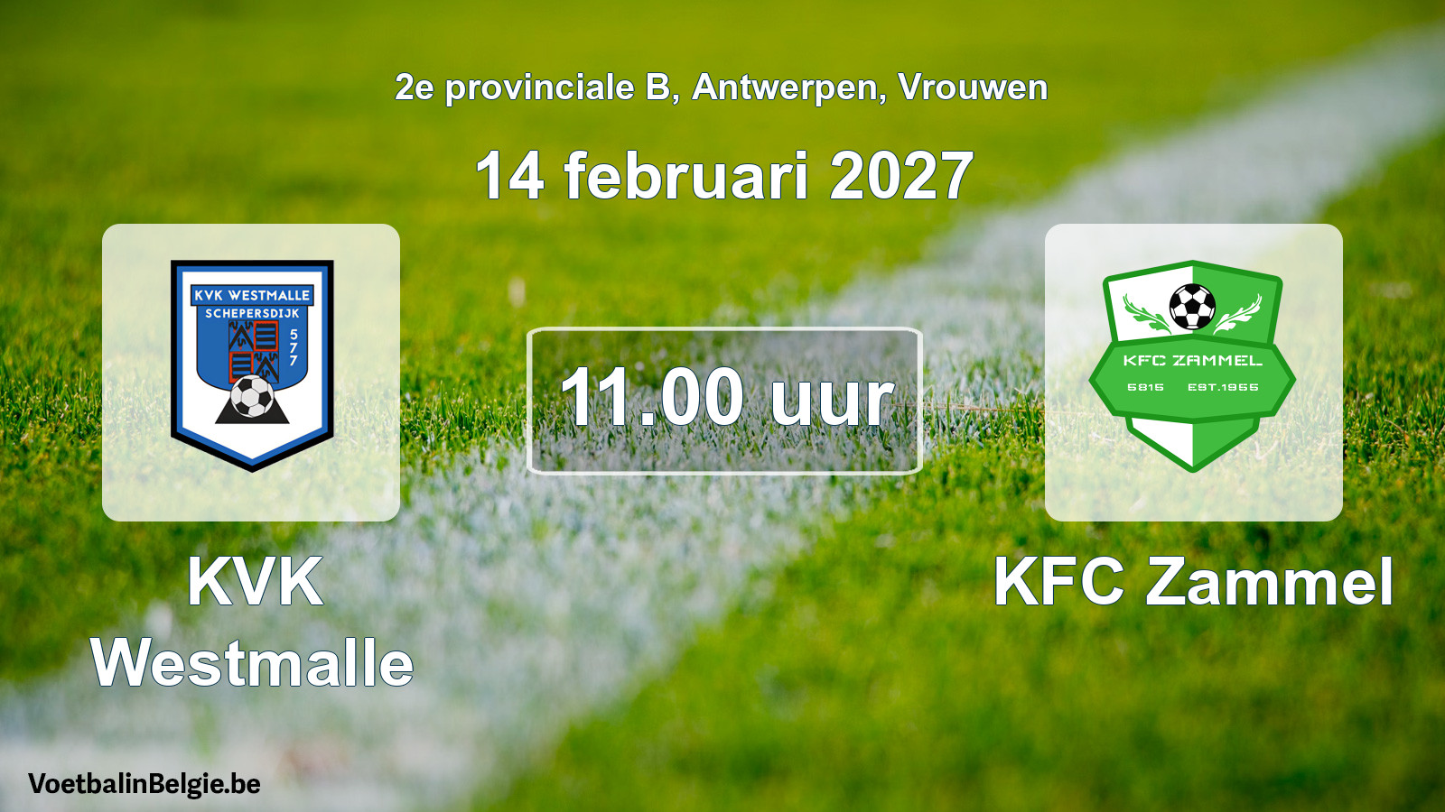 Geplande wedstrijd vrouwenvoetbal: KVK Westmalle - KFC Zammel (14 februari 2027)