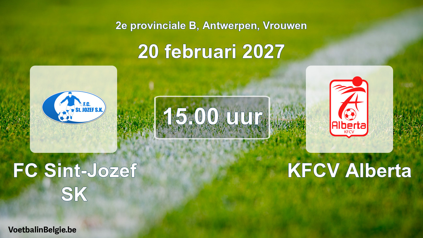 Geplande wedstrijd vrouwenvoetbal: FC Sint-Jozef SK - KFCV Alberta (20 februari 2027)
