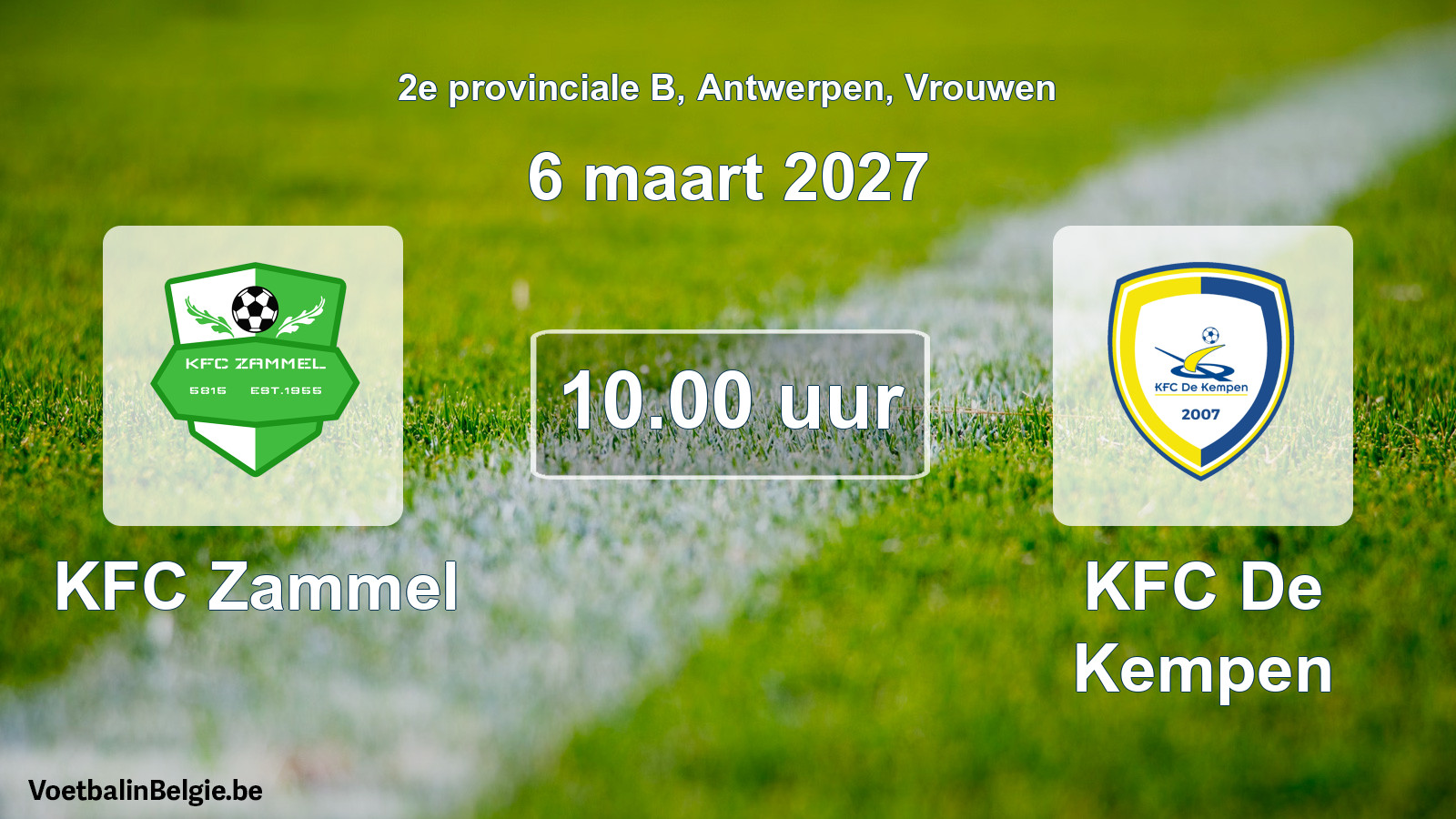 Geplande wedstrijd vrouwenvoetbal: KFC Zammel - KFC De Kempen (6 maart 2027)
