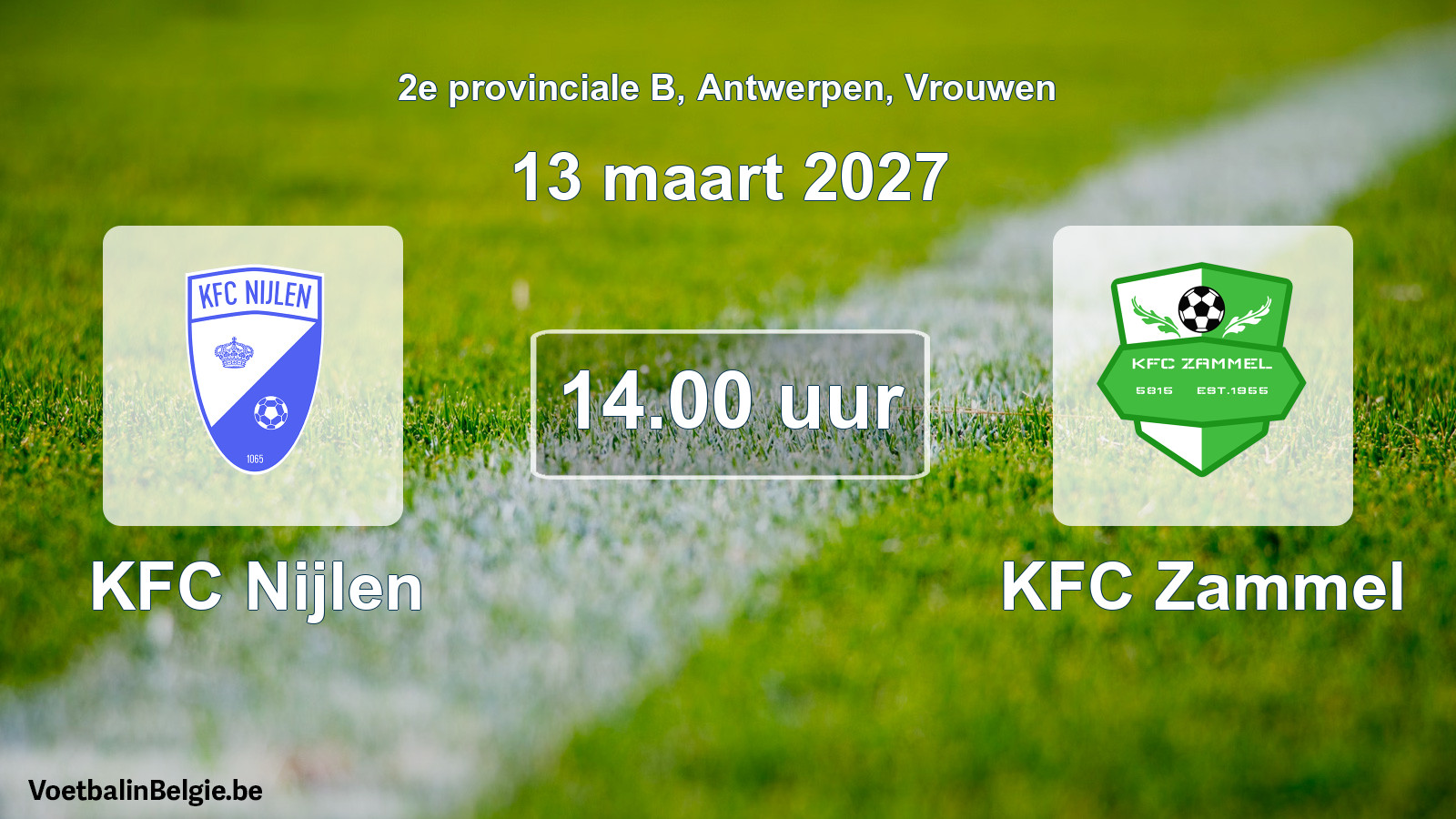 Geplande wedstrijd vrouwenvoetbal: KFC Nijlen - KFC Zammel (13 maart 2027)