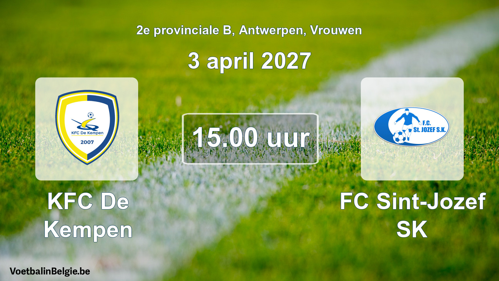 Geplande wedstrijd vrouwenvoetbal: KFC De Kempen - FC Sint-Jozef SK (3 april 2027)