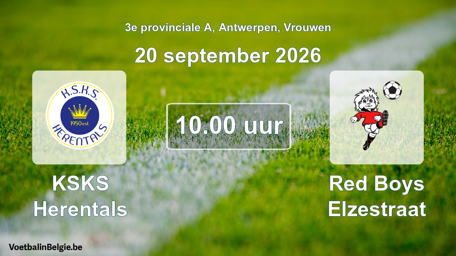 Geplande wedstrijd vrouwenvoetbal: KSKS Herentals - Red Boys Elzestraat (20 september 2026)
