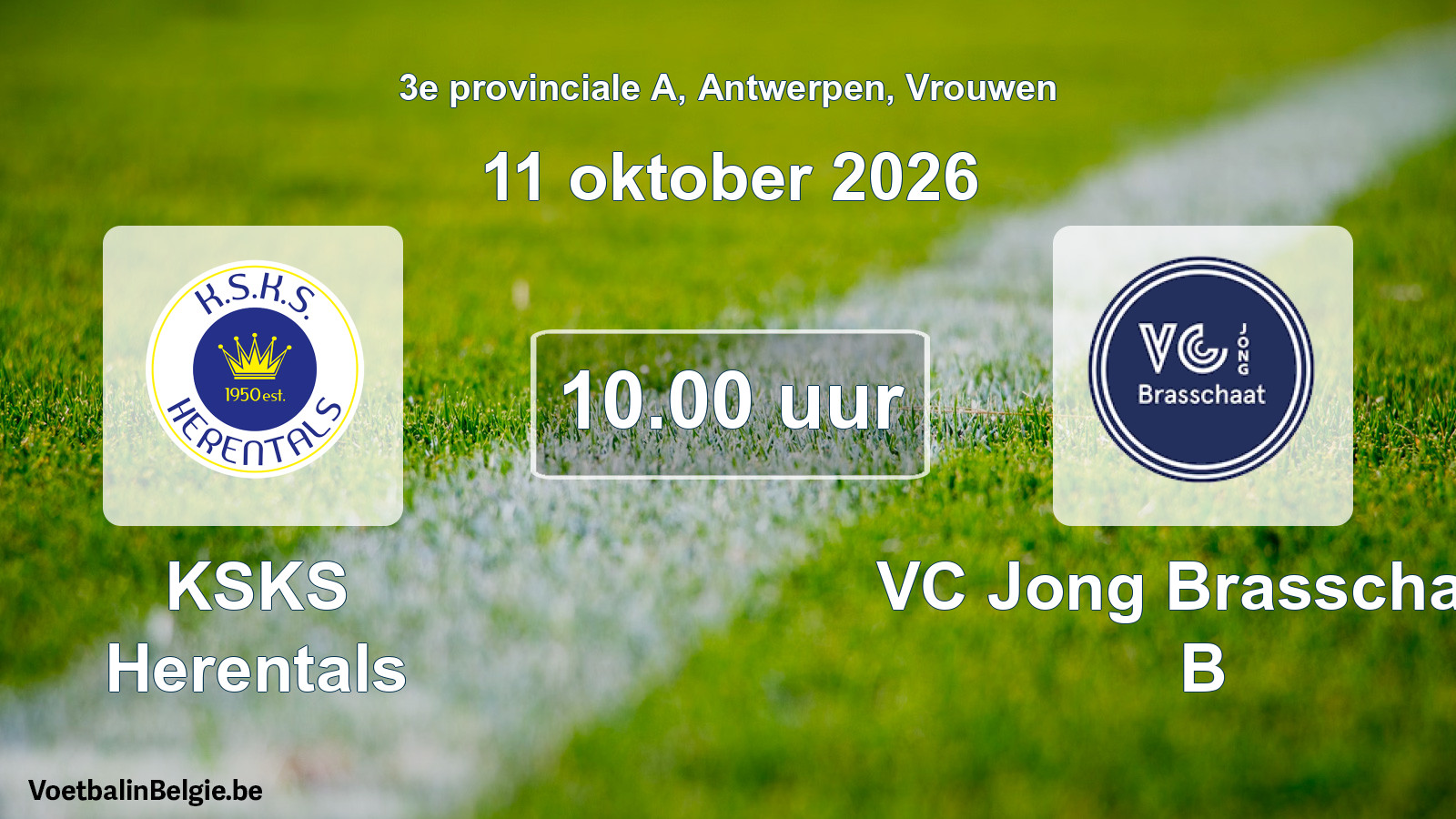 Geplande wedstrijd vrouwenvoetbal: KSKS Herentals - VC Jong Brasschaat B (11 oktober 2026)