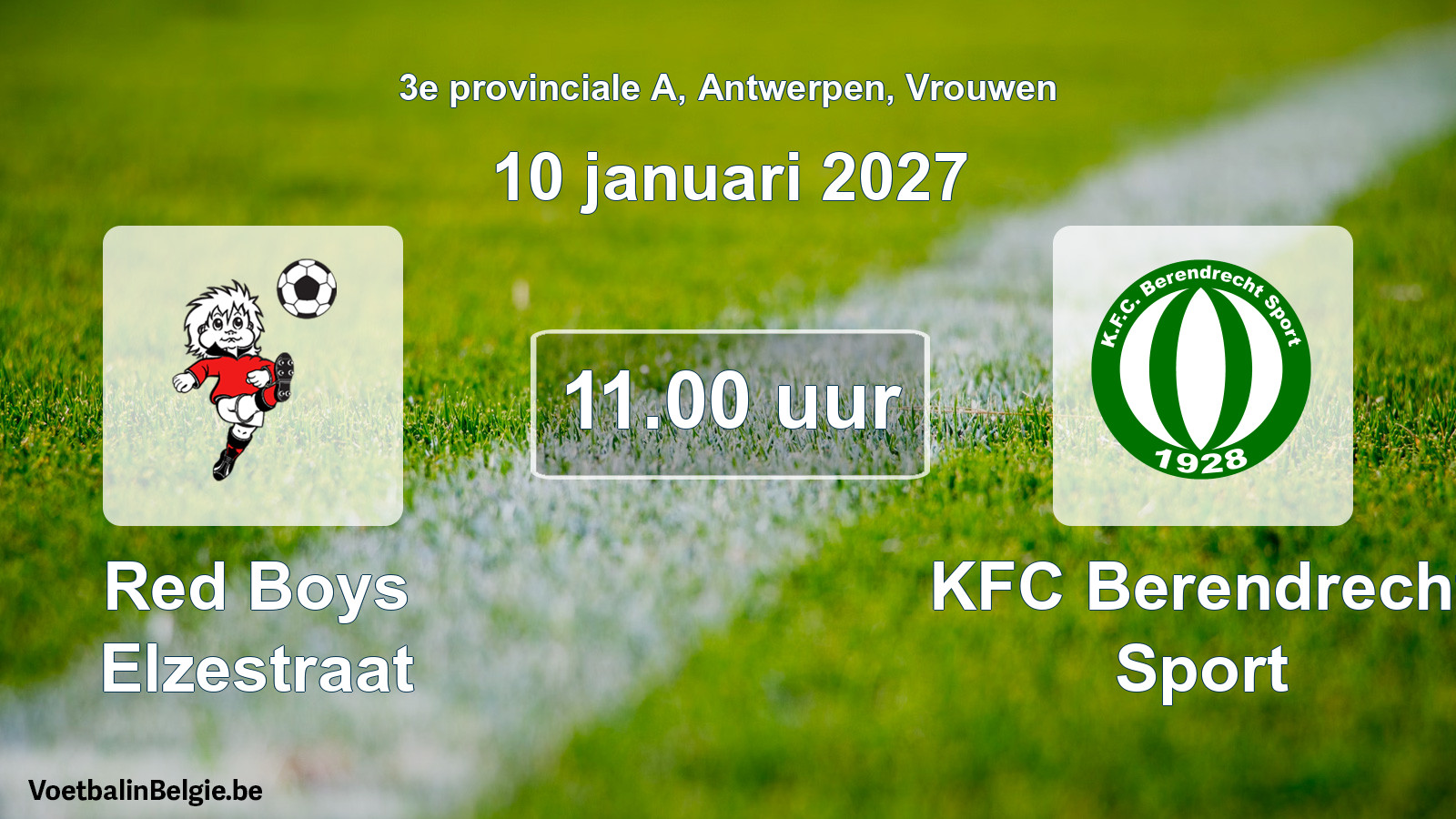 Geplande wedstrijd vrouwenvoetbal: Red Boys Elzestraat - KFC Berendrecht Sport (10 januari 2027)