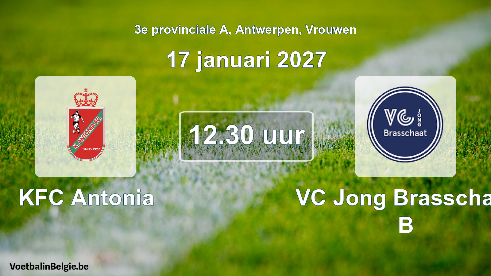 Geplande wedstrijd vrouwenvoetbal: KFC Antonia - VC Jong Brasschaat B (17 januari 2027)