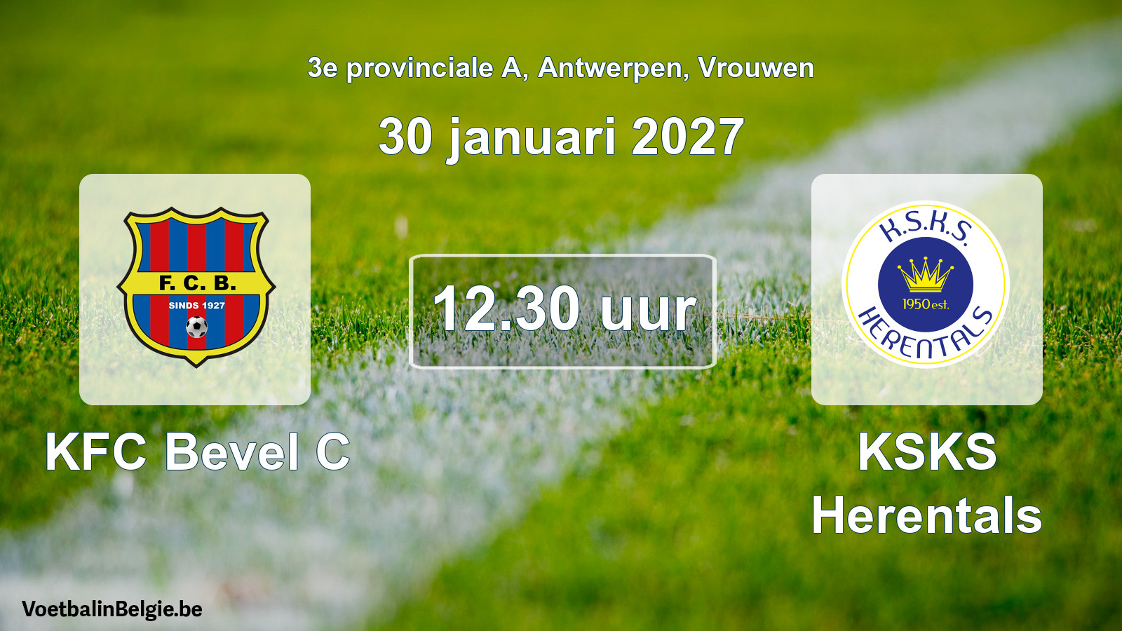 Match prévu football femmes: KFC Bevel C - KSKS Herentals (30 janvier 2027)