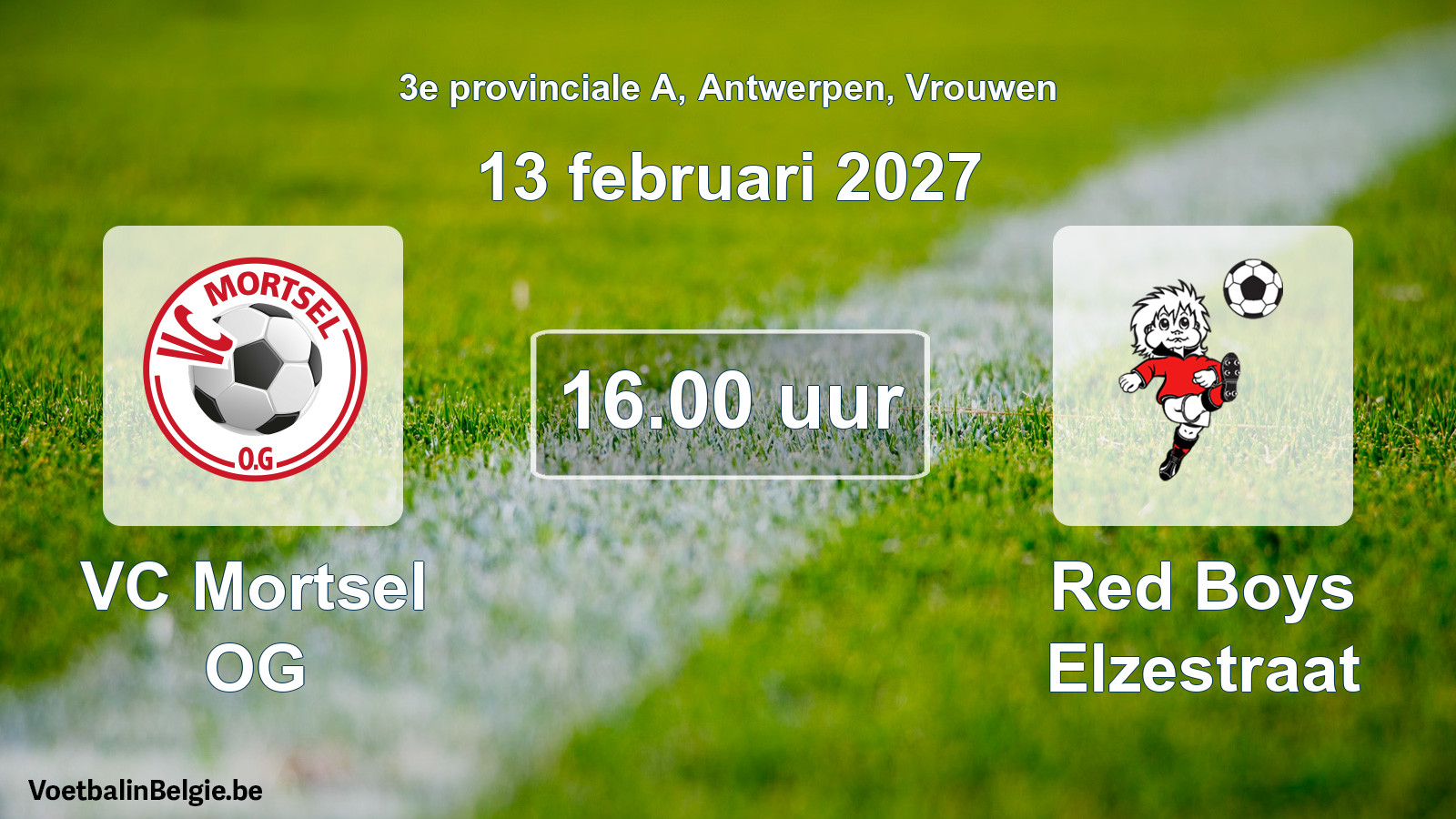 Geplande wedstrijd vrouwenvoetbal: VC Mortsel OG - Red Boys Elzestraat (13 februari 2027)