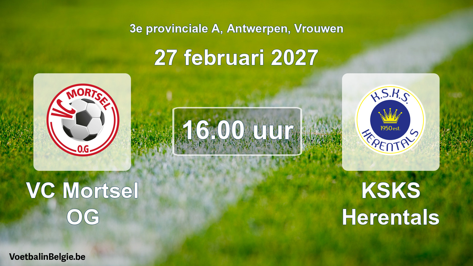Geplande wedstrijd vrouwenvoetbal: VC Mortsel OG - KSKS Herentals (27 februari 2027)