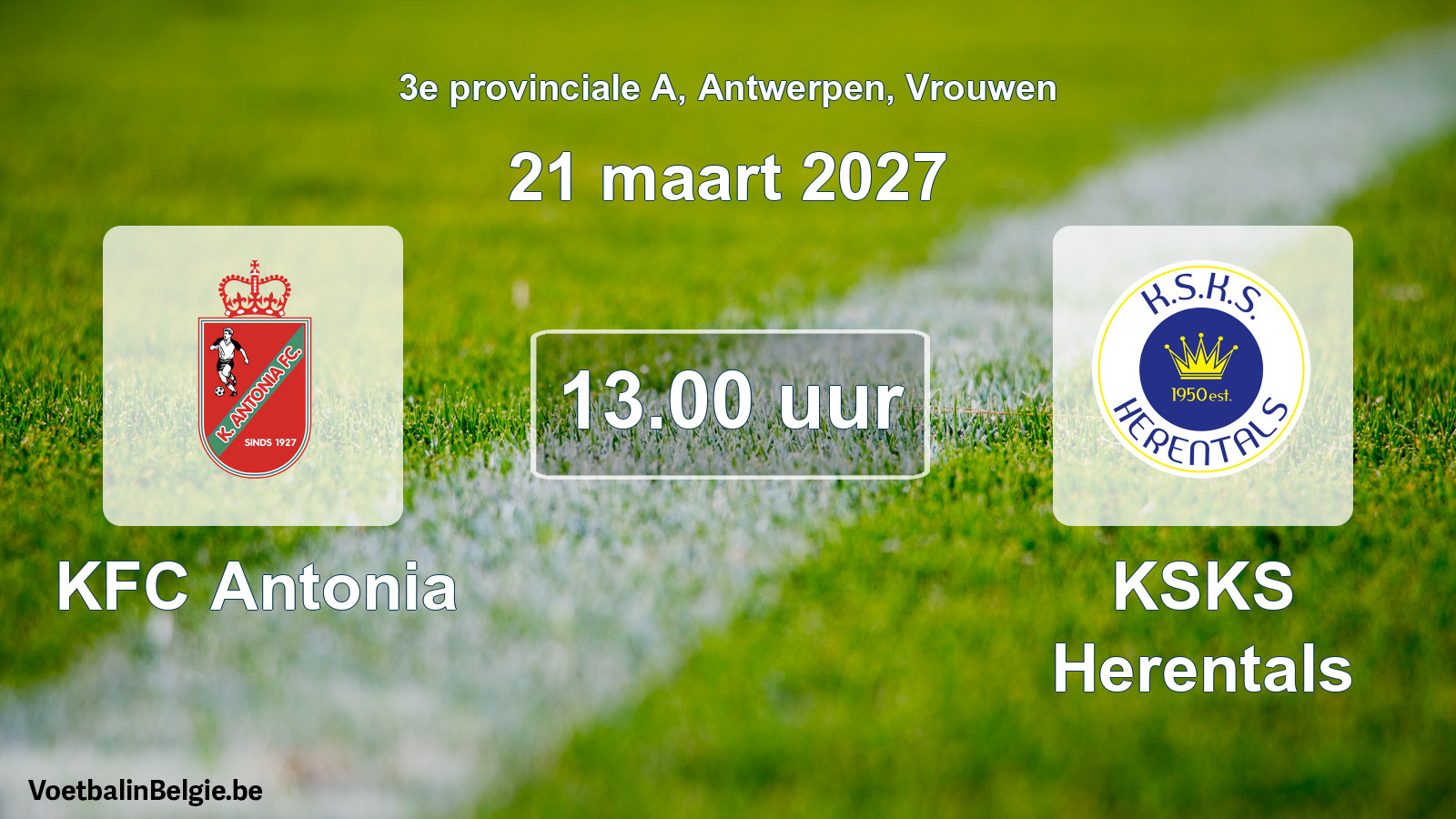 Geplande wedstrijd vrouwenvoetbal: KFC Antonia - KSKS Herentals (21 maart 2027)