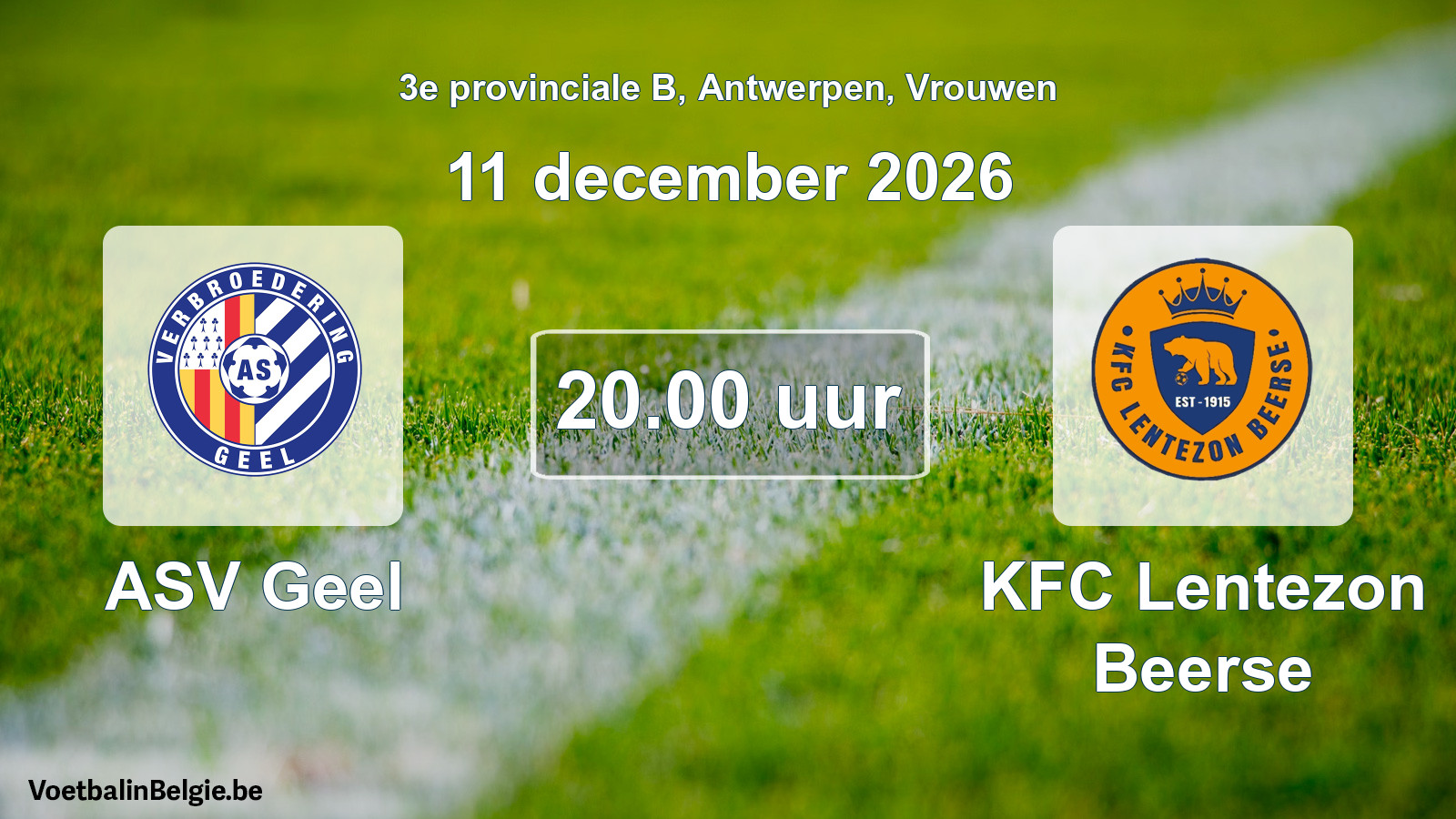 Geplande wedstrijd vrouwenvoetbal: ASV Geel - KFC Lentezon Beerse (11 december 2026)