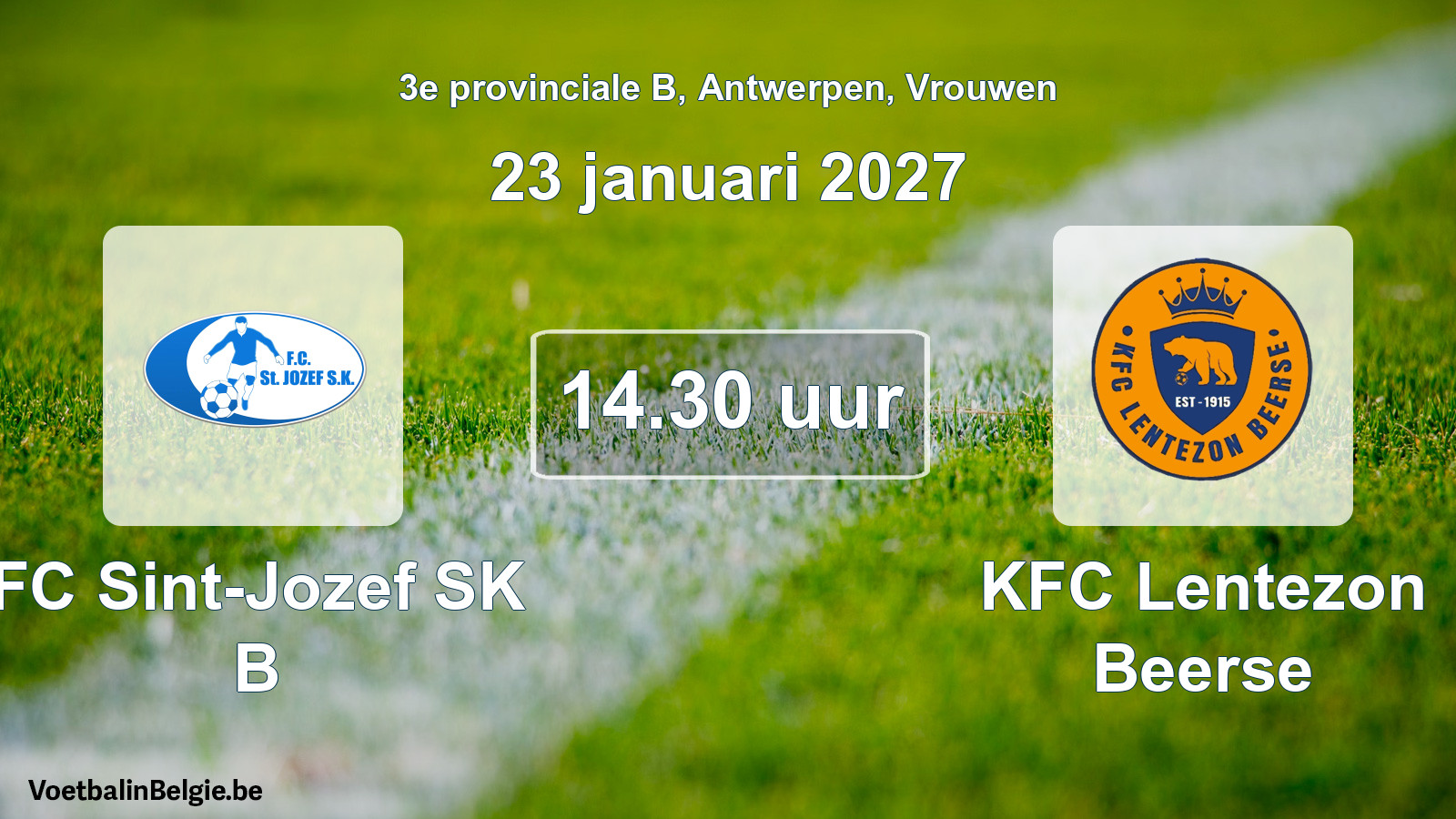 Geplande wedstrijd vrouwenvoetbal: FC Sint-Jozef SK B - KFC Lentezon Beerse (23 januari 2027)