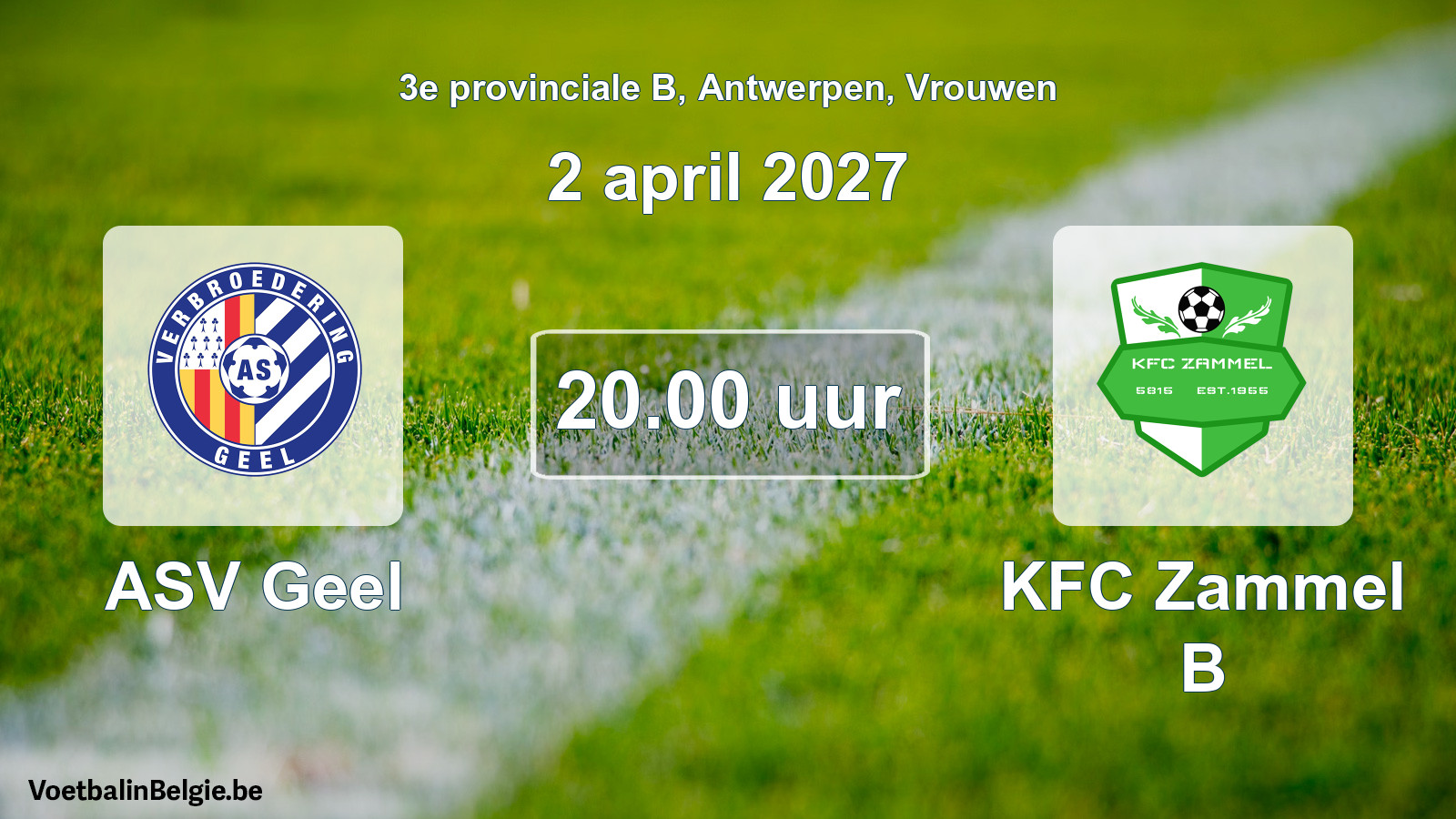 Geplande wedstrijd vrouwenvoetbal: ASV Geel - KFC Zammel B (2 april 2027)
