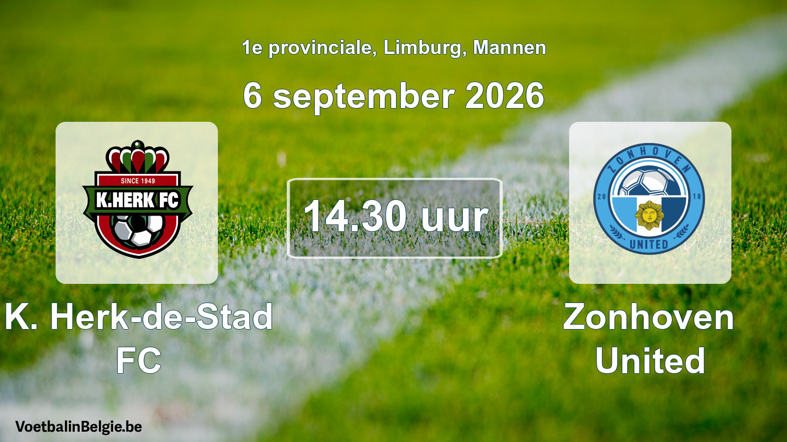 Geplande wedstrijd mannenvoetbal: K. Herk-de-Stad FC - Zonhoven United (6 september 2026)