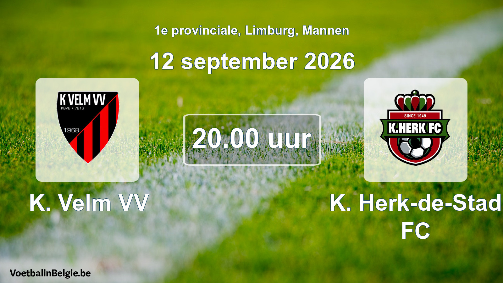Geplande wedstrijd mannenvoetbal: K. Velm VV - K. Herk-de-Stad FC (12 september 2026)
