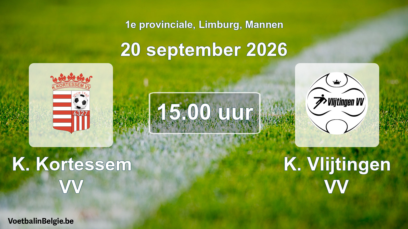 Geplande wedstrijd mannenvoetbal: K. Kortessem VV - K. Vlijtingen VV (20 september 2026)