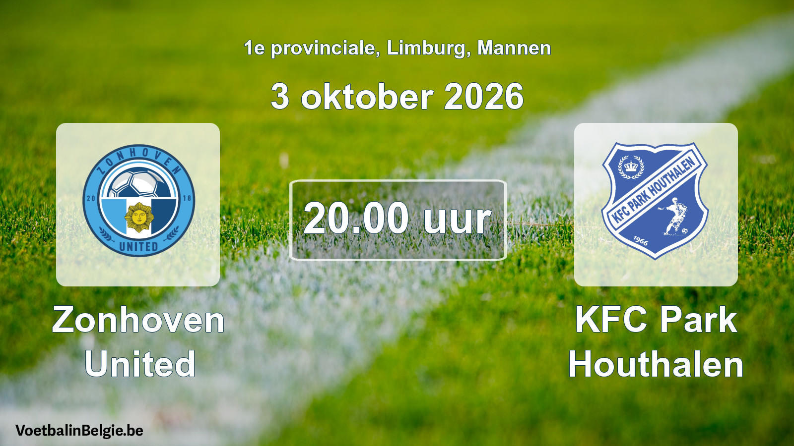 Scheduled match men football: Zonhoven United - KFC Park Houthalen (3 October 2026)