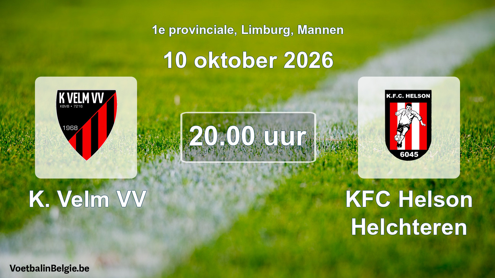 Geplande wedstrijd mannenvoetbal: K. Velm VV - KFC Helson Helchteren (10 oktober 2026)