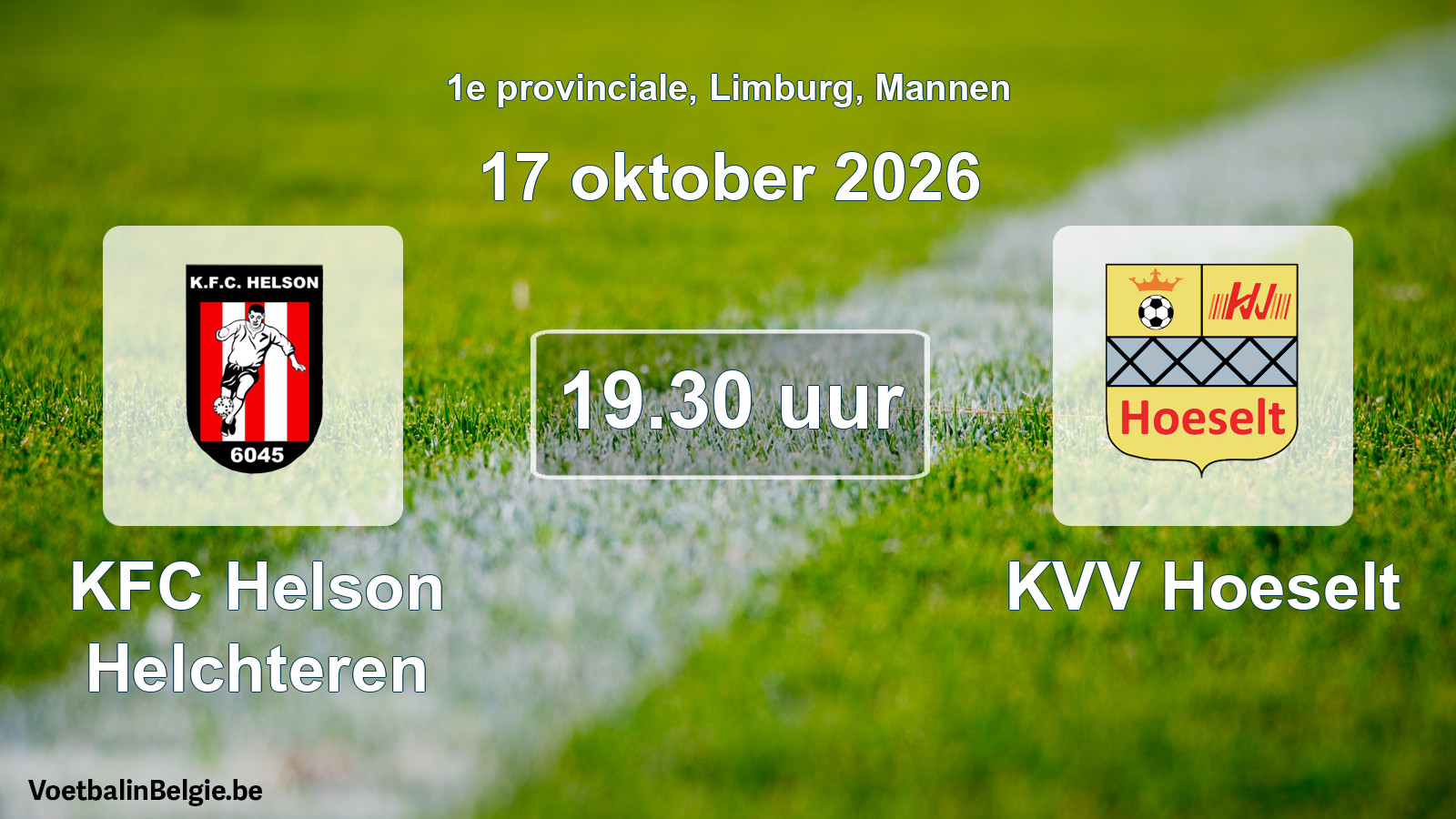 Geplande wedstrijd mannenvoetbal: KFC Helson Helchteren - KVV Hoeselt (17 oktober 2026)