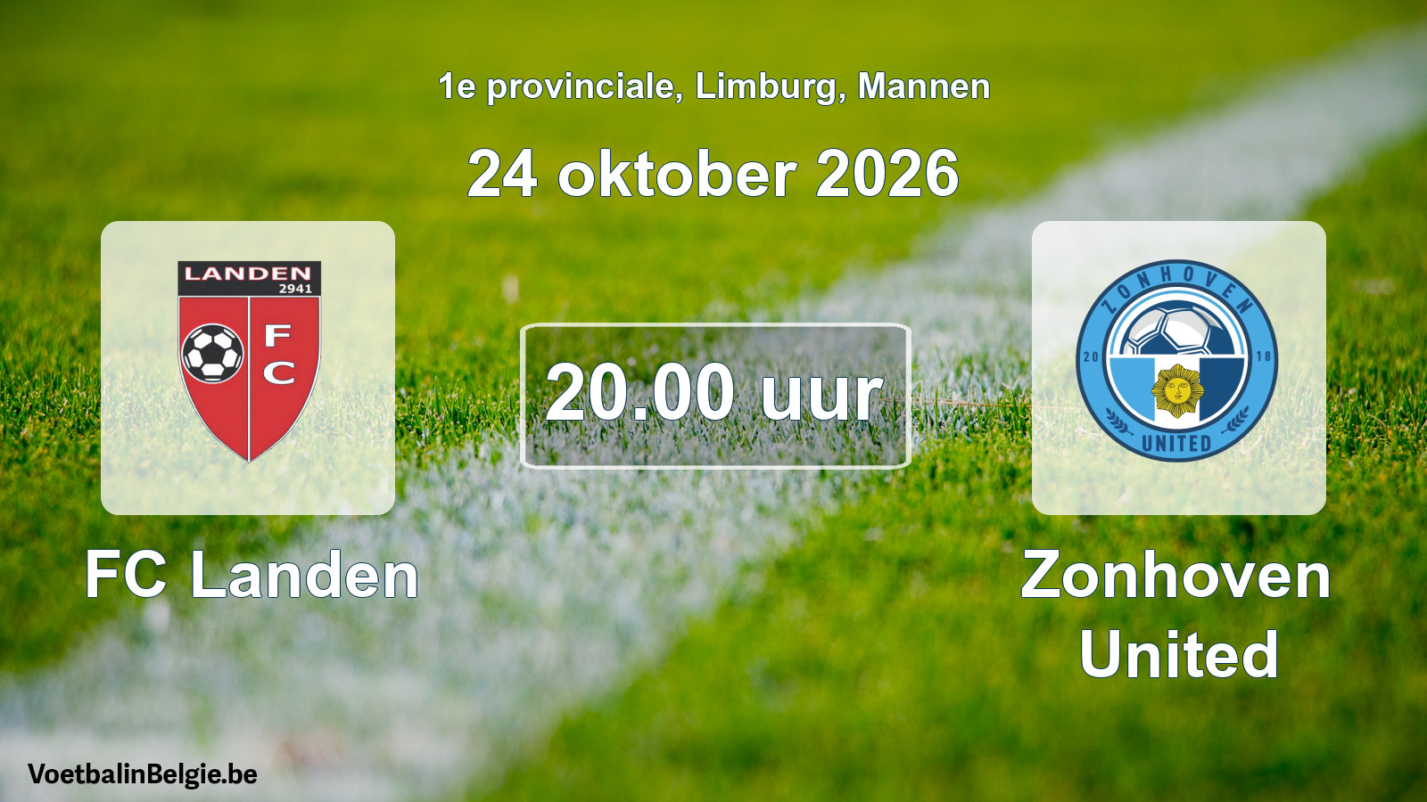 Geplande wedstrijd mannenvoetbal: FC Landen - Zonhoven United (24 oktober 2026)