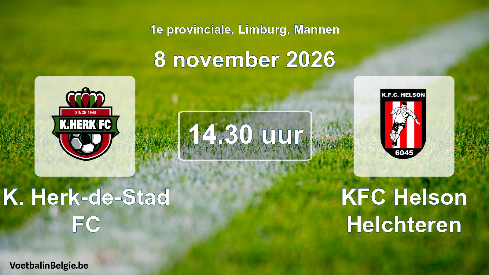 Geplande wedstrijd mannenvoetbal: K. Herk-de-Stad FC - KFC Helson Helchteren (8 november 2026)