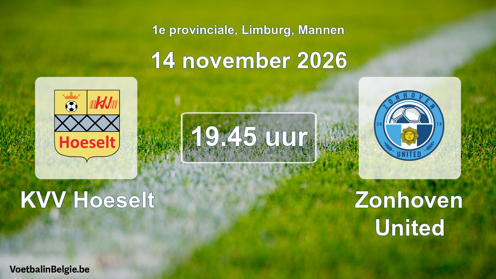 Geplande wedstrijd mannenvoetbal: KVV Hoeselt - Zonhoven United (14 november 2026)