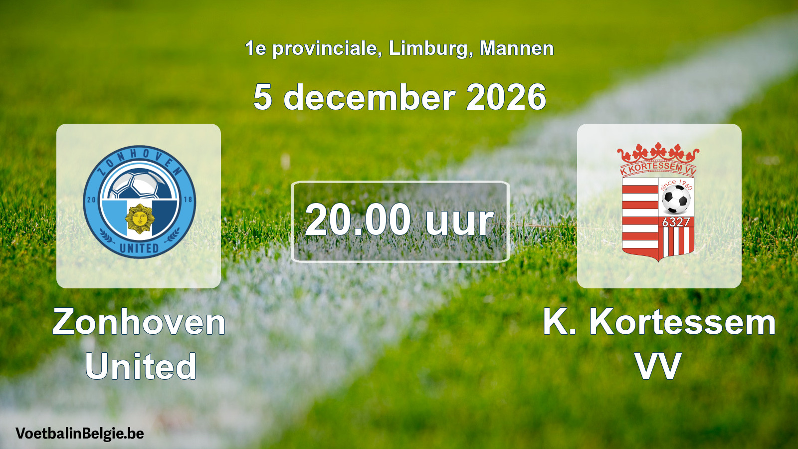 Geplande wedstrijd mannenvoetbal: Zonhoven United - K. Kortessem VV (5 december 2026)