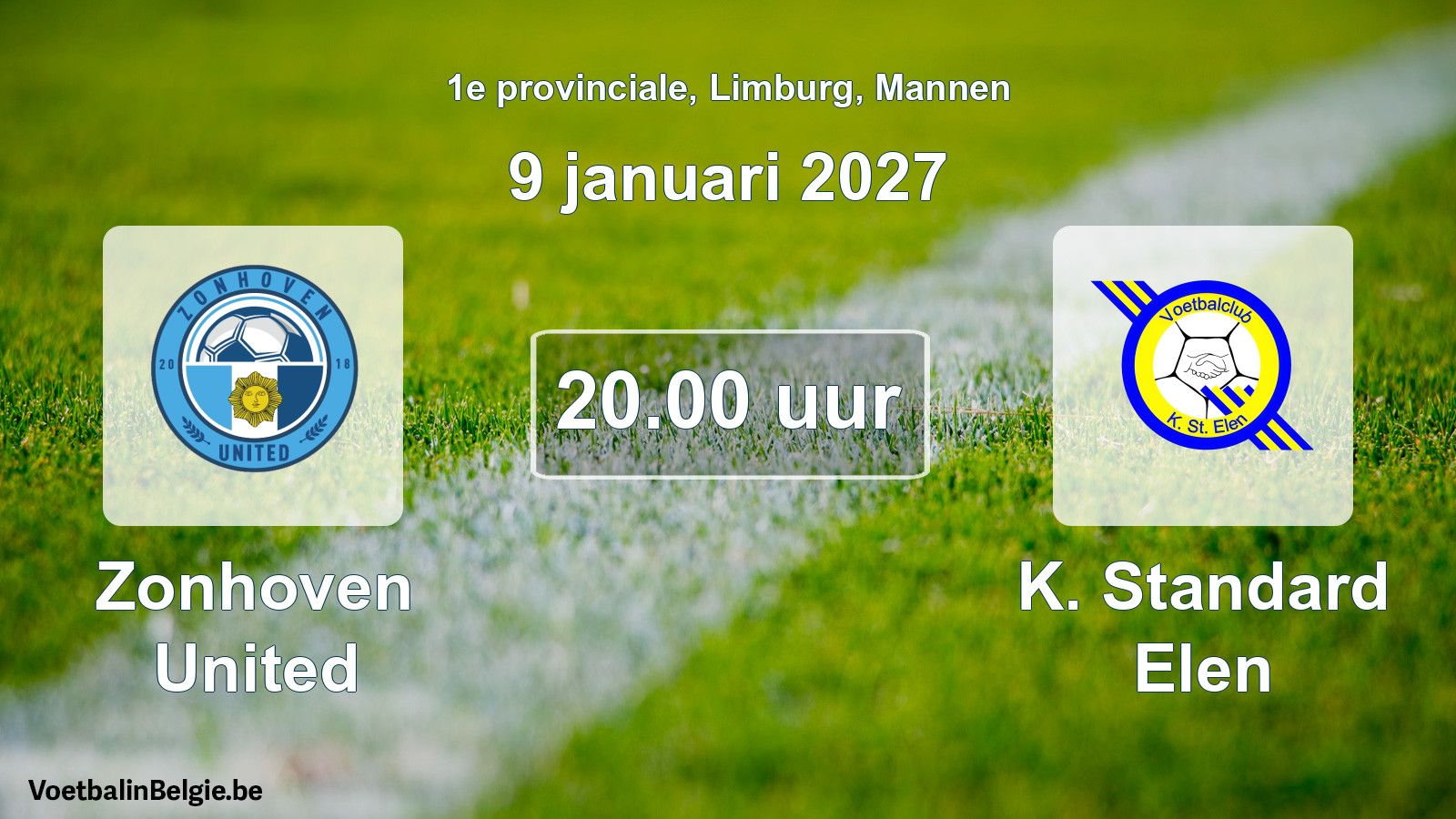 Geplande wedstrijd mannenvoetbal: Zonhoven United - K. Standard Elen (9 januari 2027)