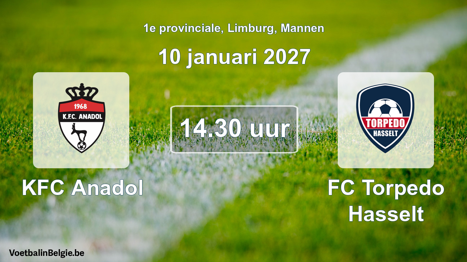 Geplande wedstrijd mannenvoetbal: KFC Anadol - FC Torpedo Hasselt (10 januari 2027)