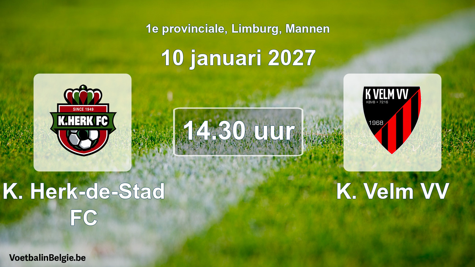 Geplande wedstrijd mannenvoetbal: K. Herk-de-Stad FC - K. Velm VV (10 januari 2027)